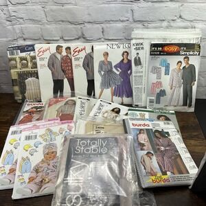 Vintage Lot Of 15 Sewing Mixed Patterns. Babies, Pajamas Dresses Shirts